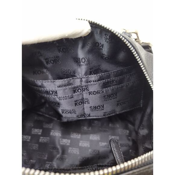 Michael Kors Mercer Black Pebbled Leather Duffle Zipper Closure Satchel Bag - Picture 10 of 16